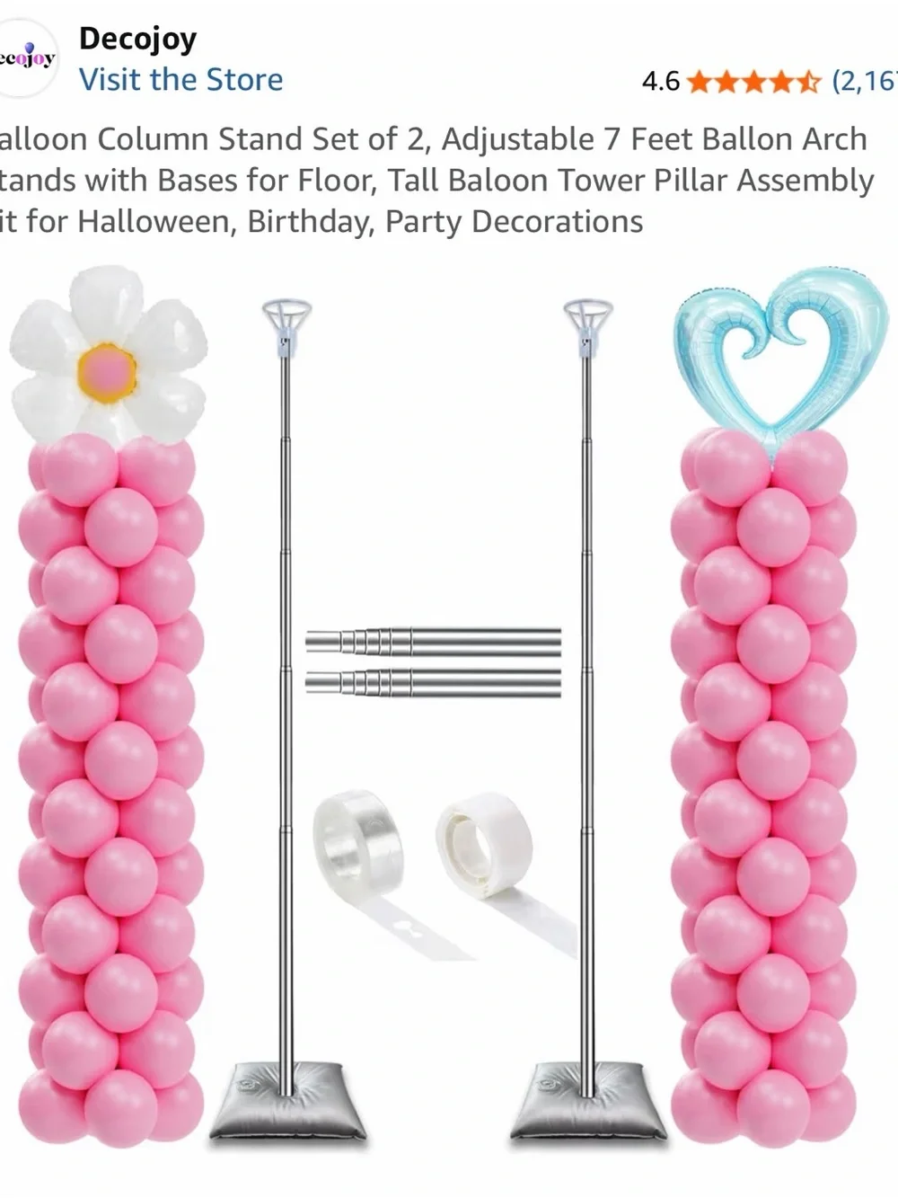 Decojoy Balloon Column Stand - Set of 2